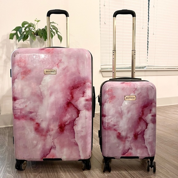 Juicy Couture Bags Juicy Couture Luggage Set Pink Marble Large